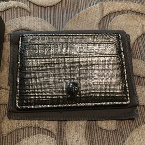 Alexander McQueen Skull Silver Embossed Card Case